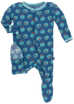 KicKee Pants Twilight Fish Bowl Print Footie w/Snaps