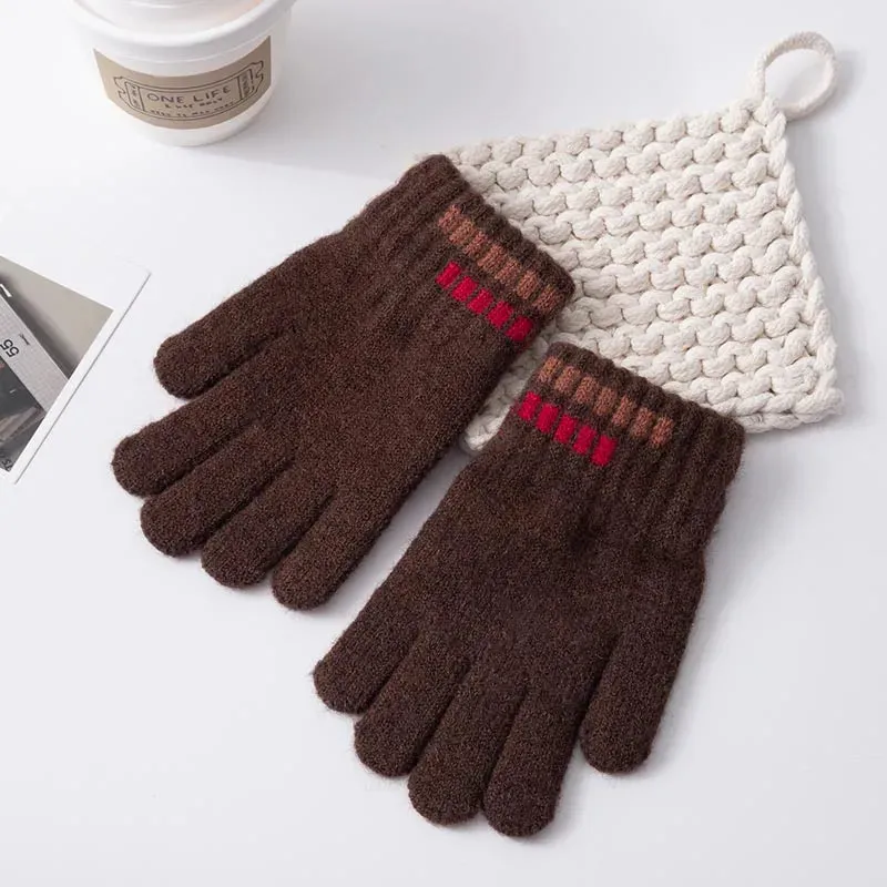 Kids Gloves Winter Boys Plain Full Finger Knitted Soft Children Mittens 5-12Y Boys Outdoor Keep Warm Autumn Glove