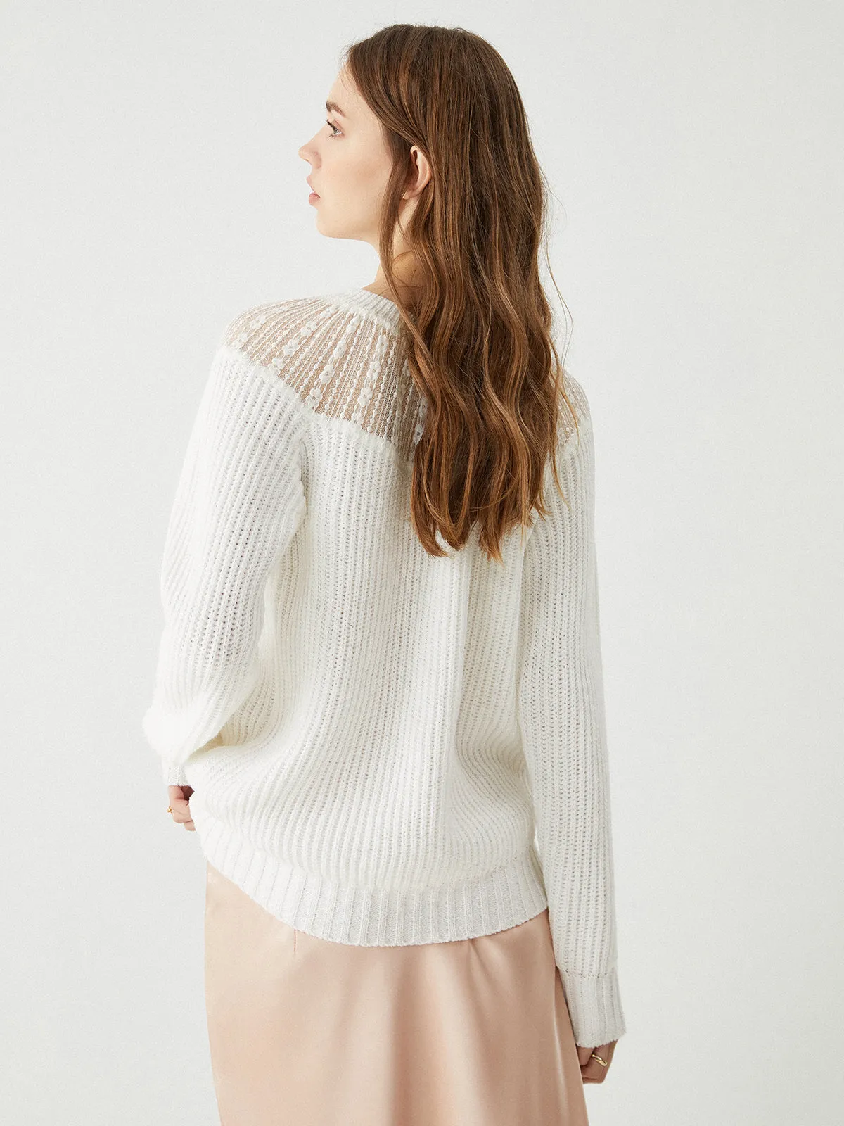 Lace Patchwork Graceful Raglan Sweater