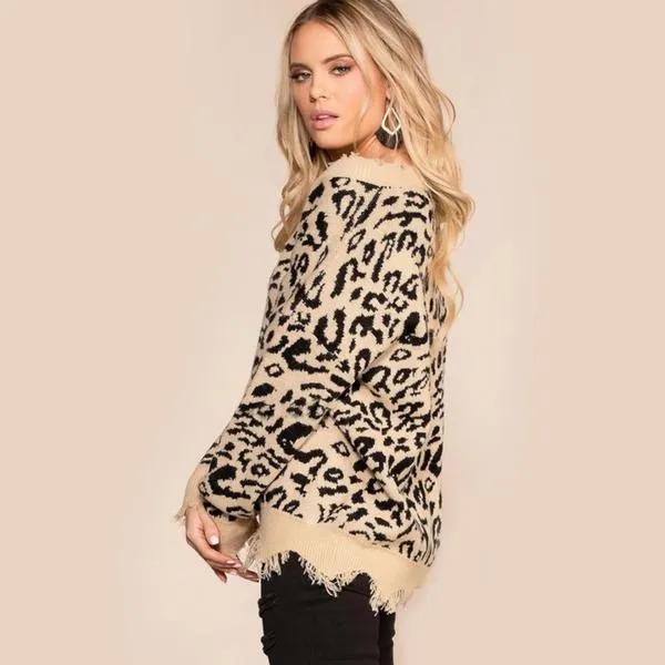 Leopard V-Neck Jumper of Distress