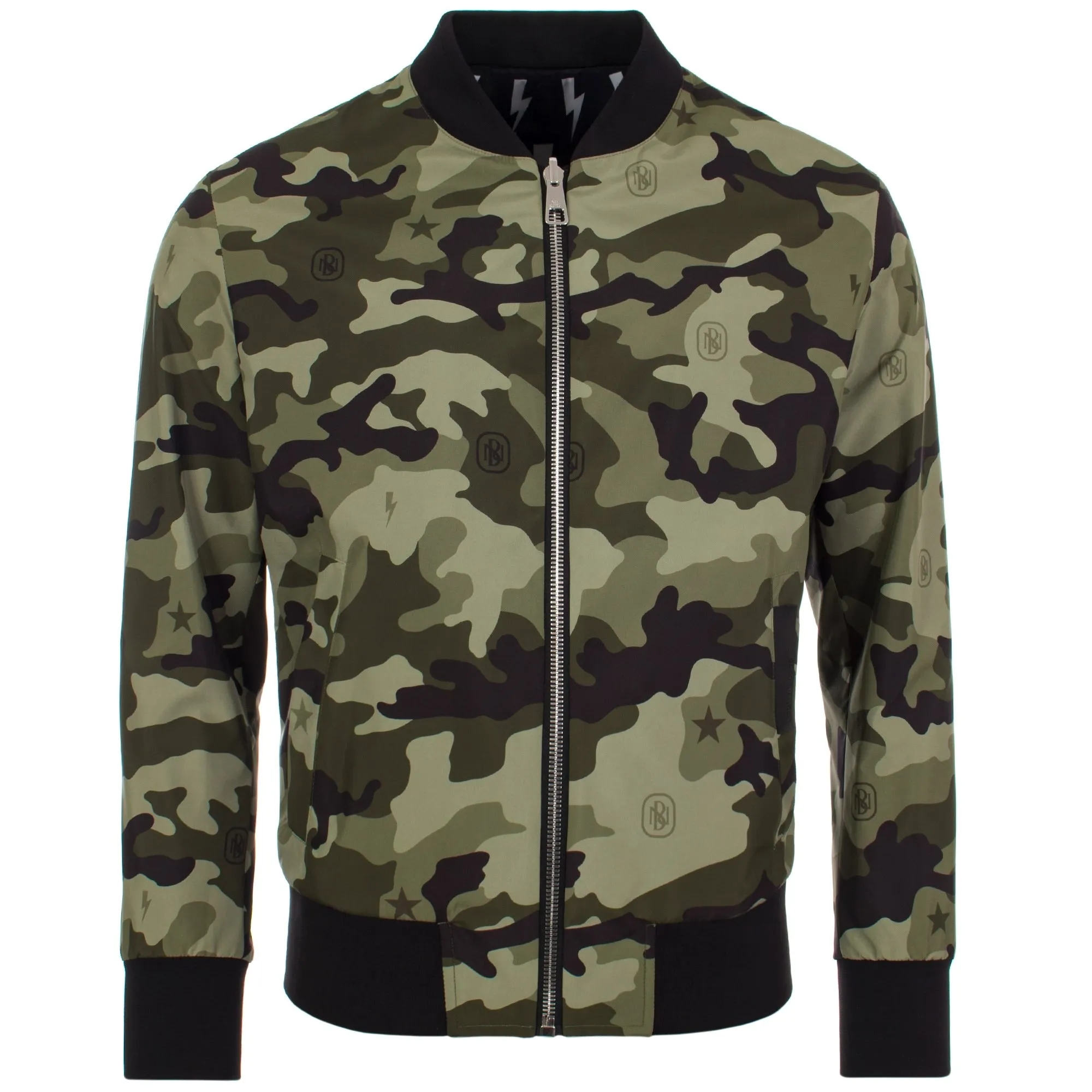 Light Camo Monogram Reversible Slim Fit Bomber