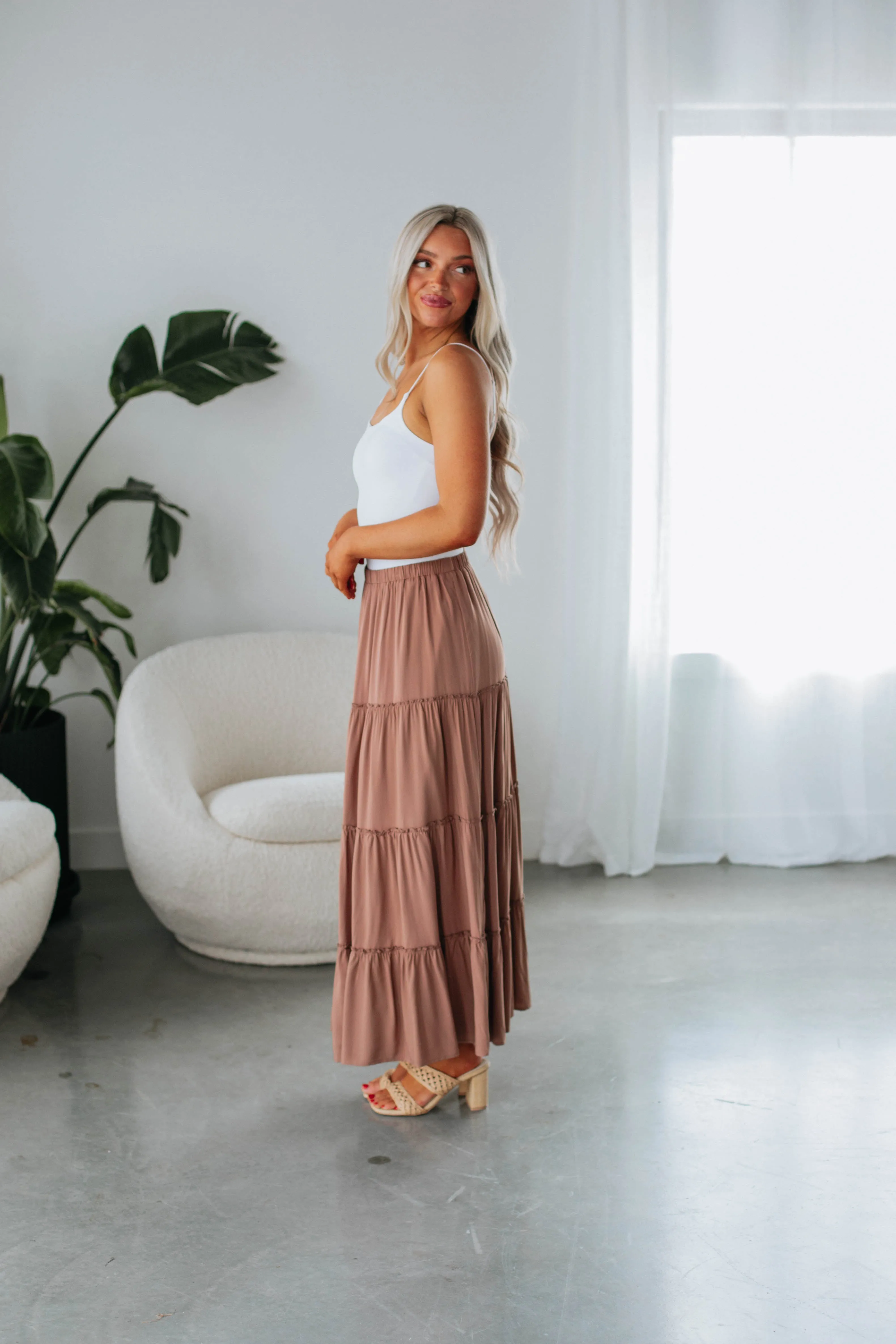 Linney Tiered Maxi Skirt - Mocha