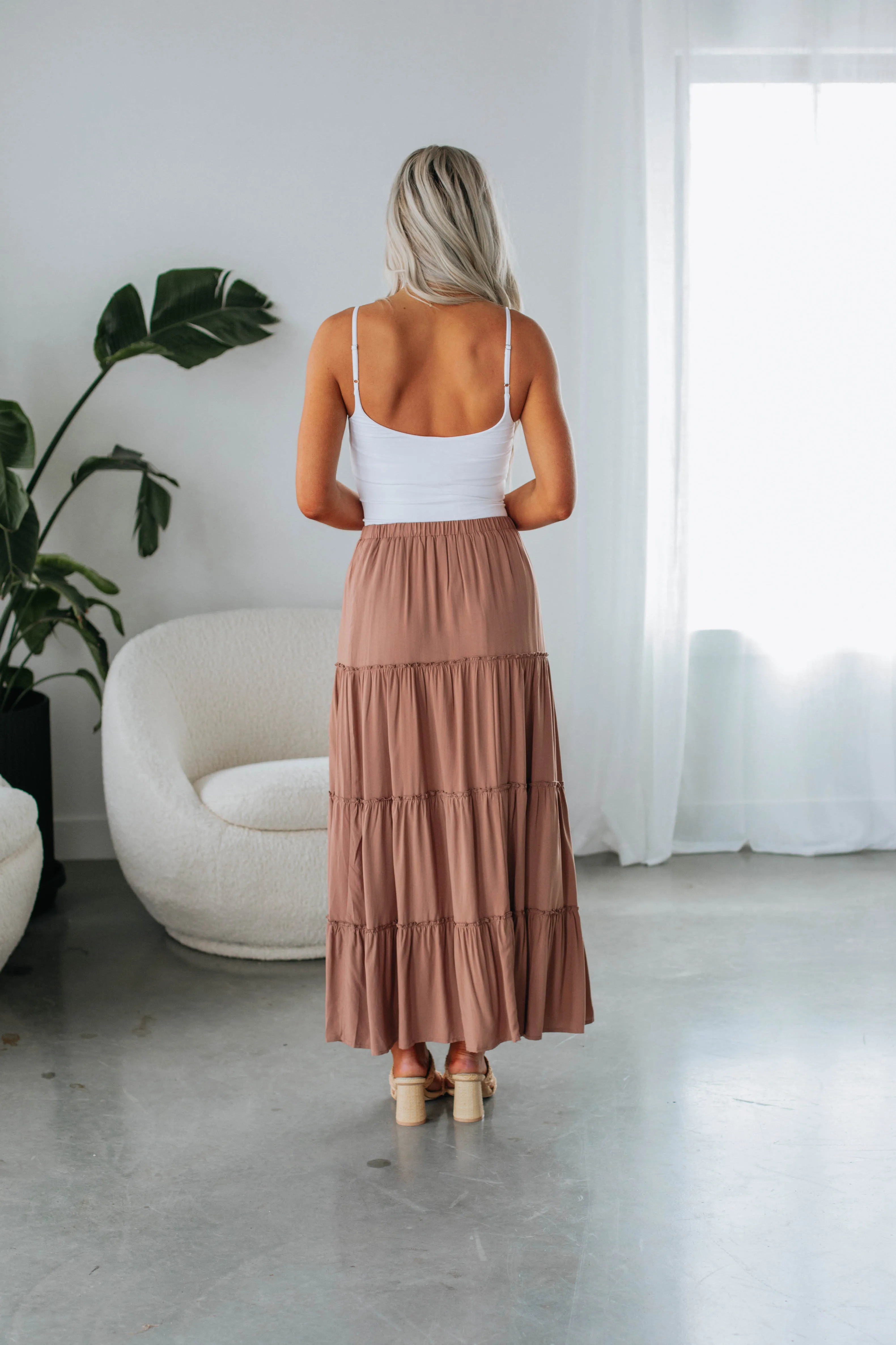 Linney Tiered Maxi Skirt - Mocha