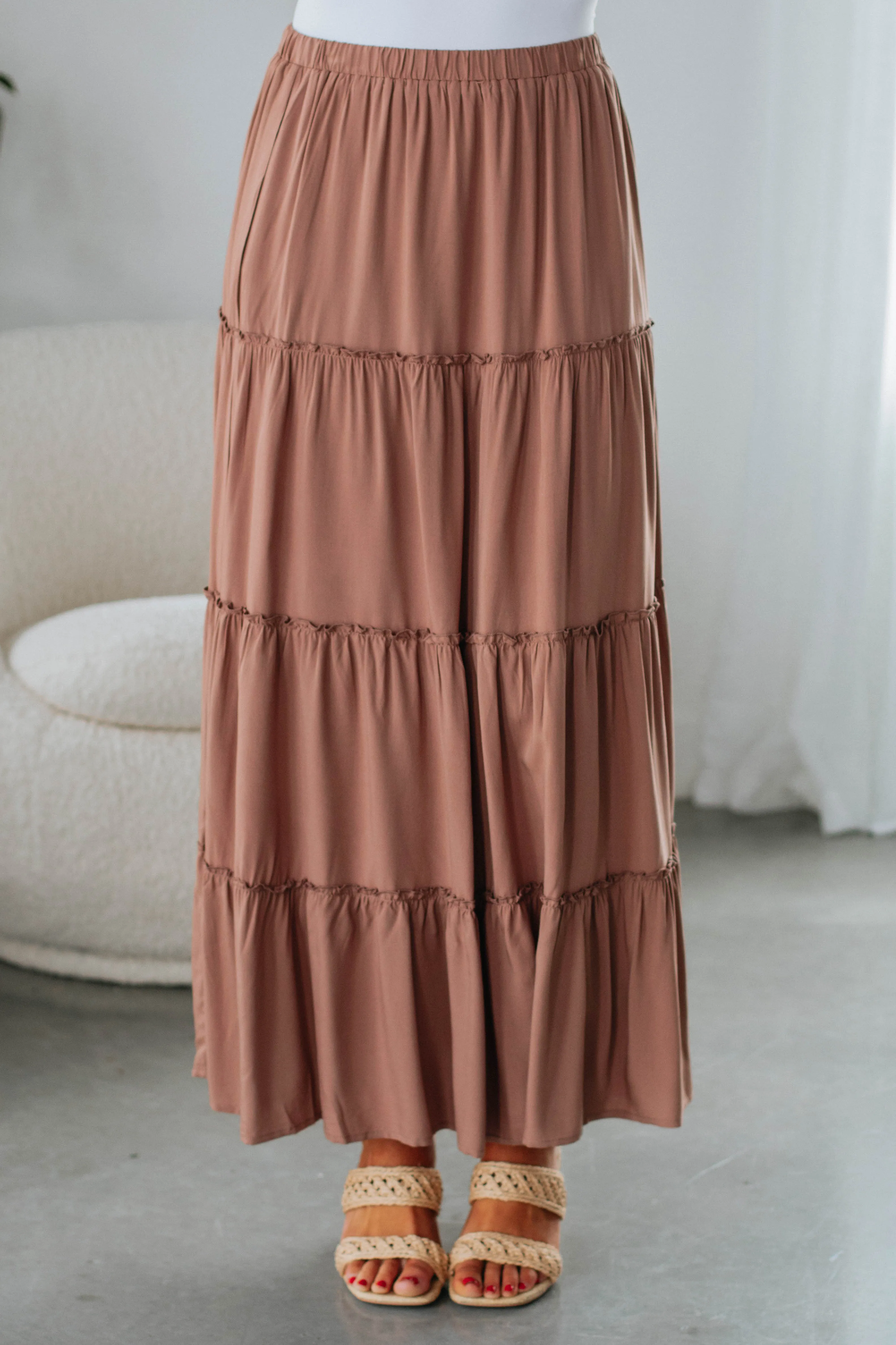 Linney Tiered Maxi Skirt - Mocha