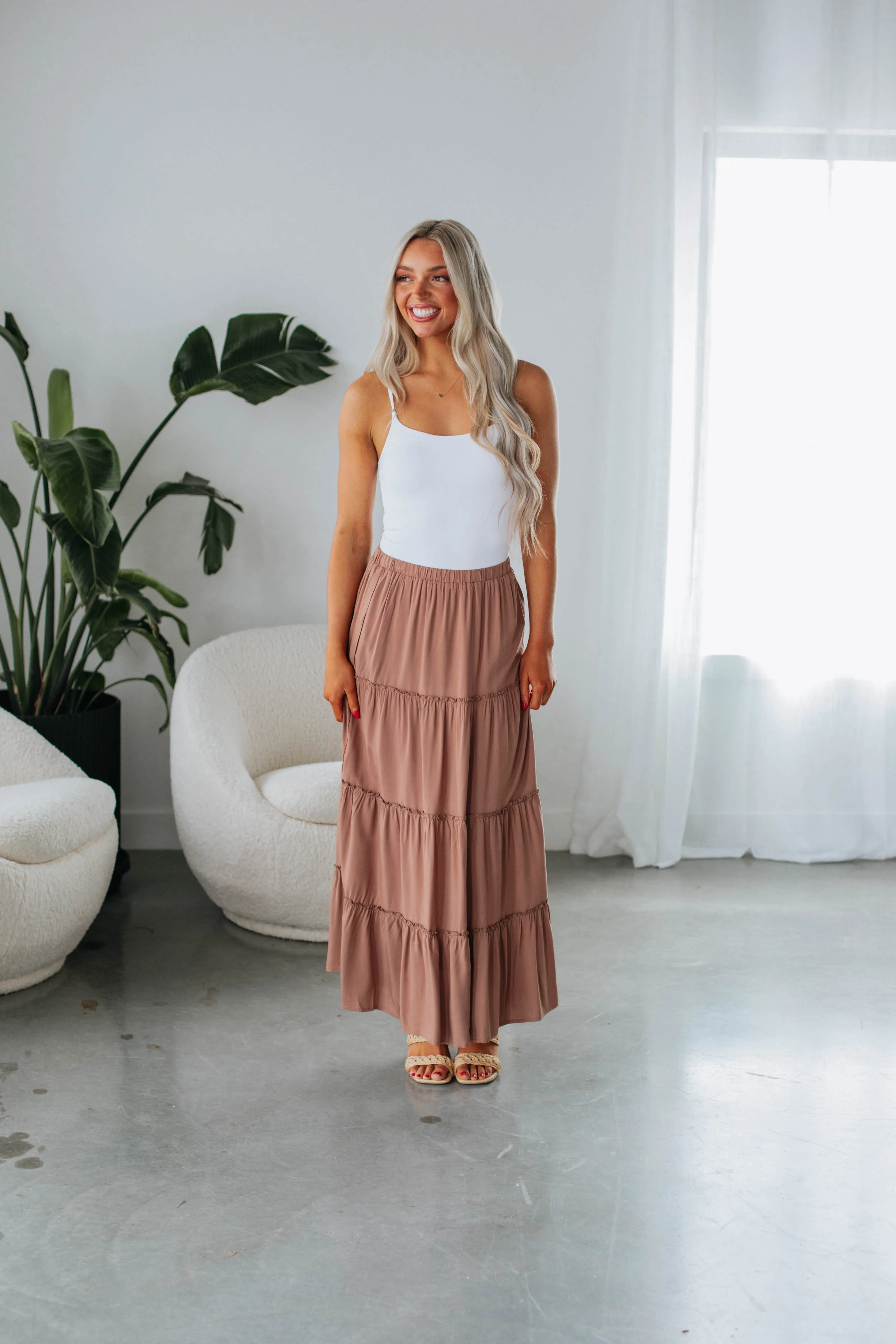 Linney Tiered Maxi Skirt - Mocha