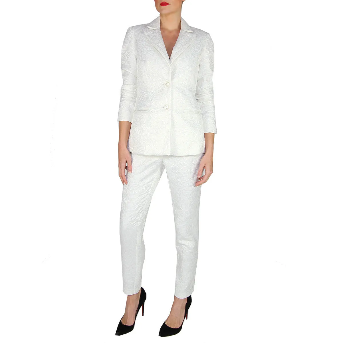 Lizzie Blazer in White Jacquard