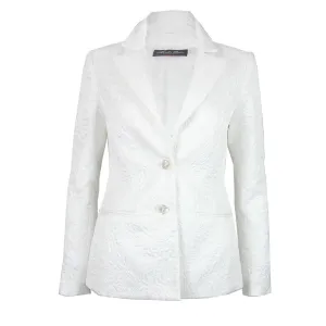 Lizzie Blazer in White Jacquard