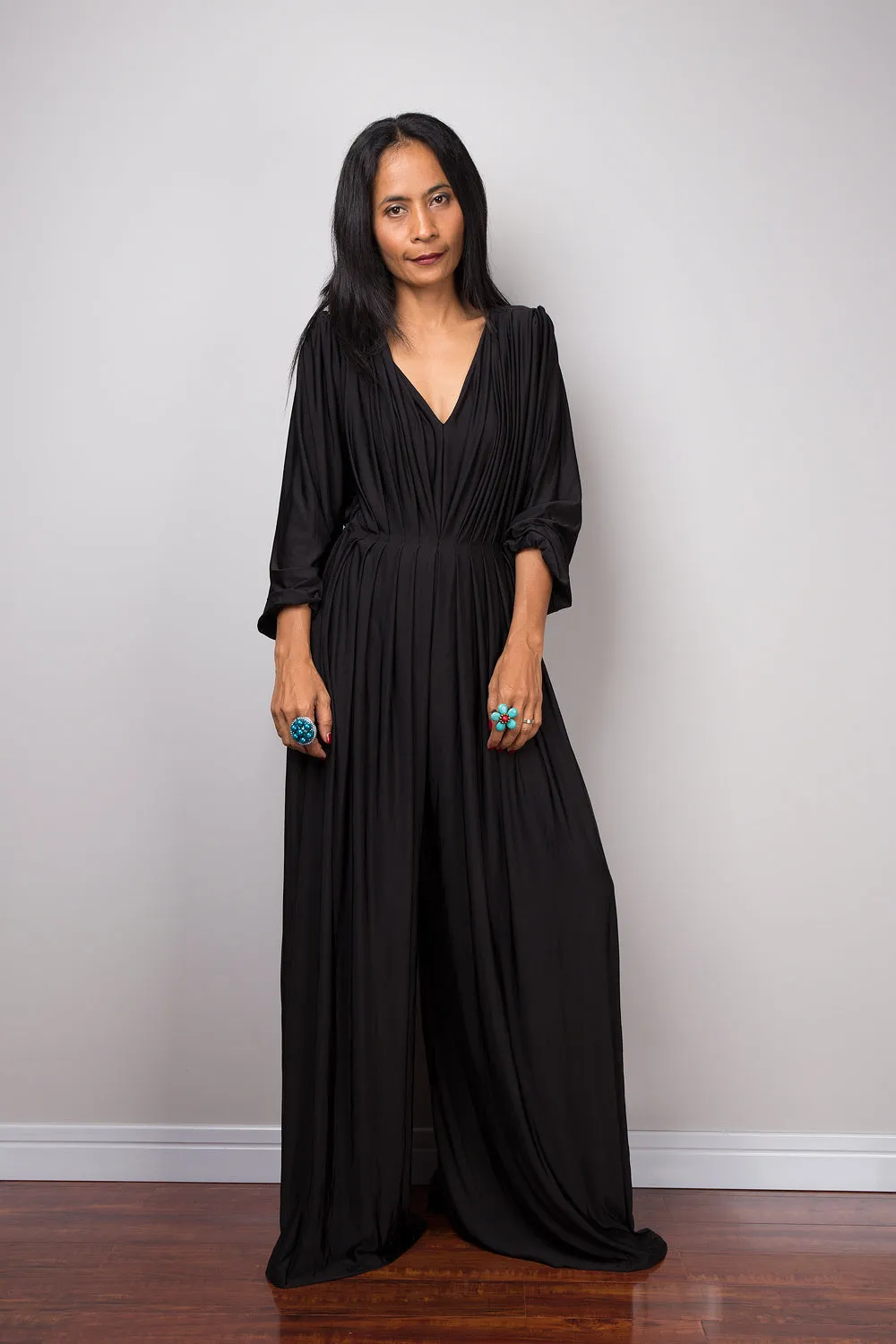 Long sleeved black jumpsuit