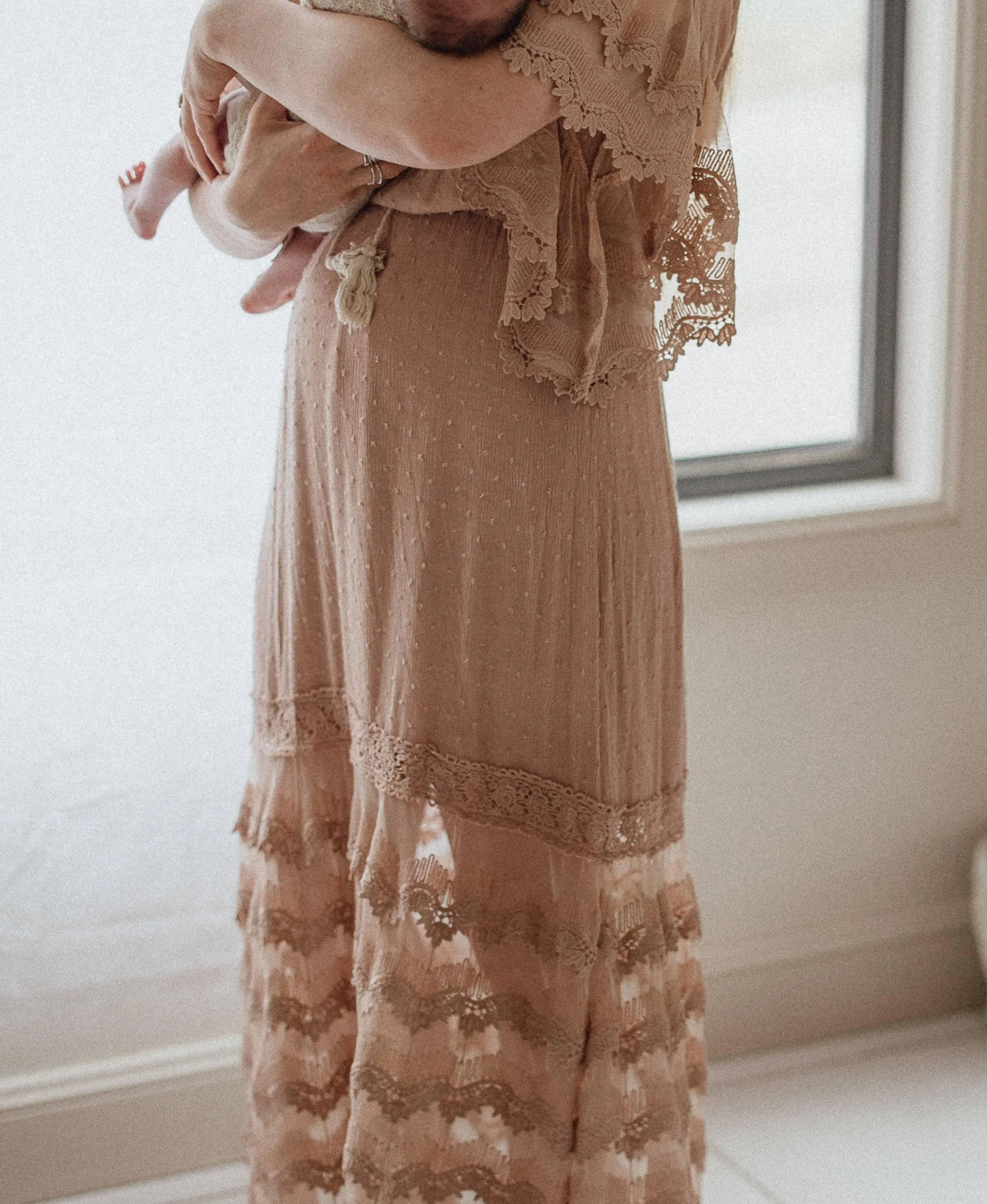 Lorraine Mocha Lace Maxi Dress