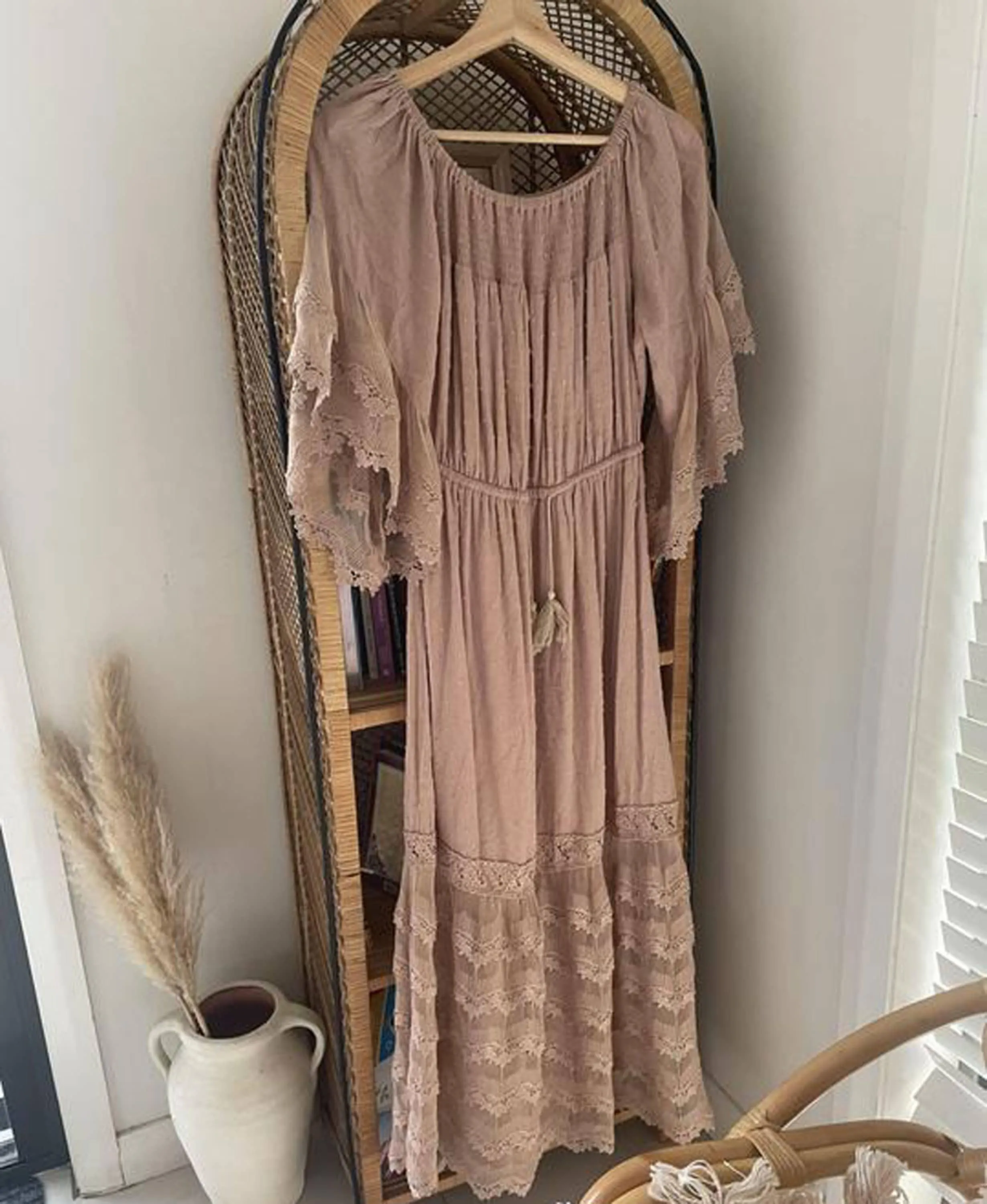 Lorraine Mocha Lace Maxi Dress