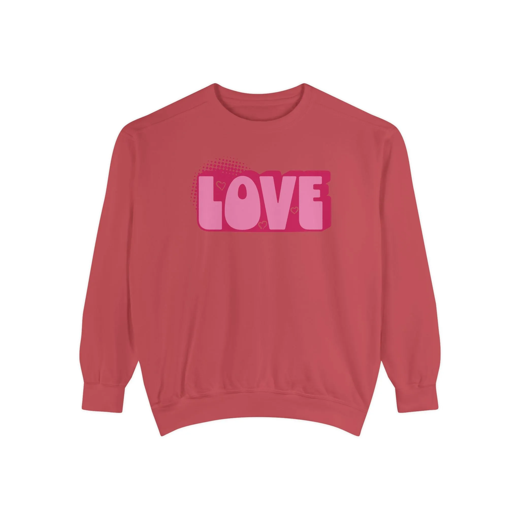 Love Hearts Unisex Sweatshirt - Valentine's Day Comfort Colors Sweater, Gift for Him Her, Cozy Jumper, Pink Red Top, Love Sweatshirt