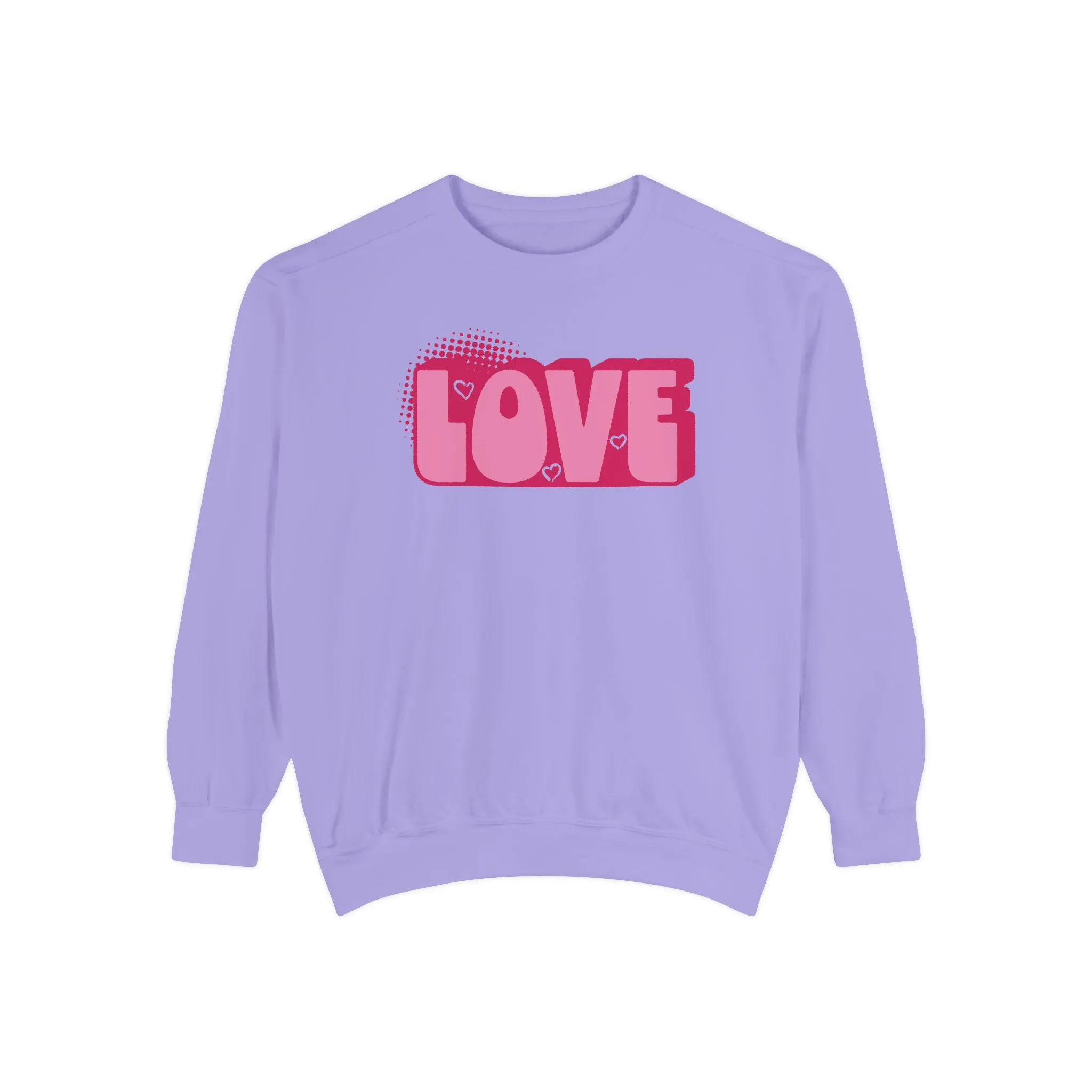 Love Hearts Unisex Sweatshirt - Valentine's Day Comfort Colors Sweater, Gift for Him Her, Cozy Jumper, Pink Red Top, Love Sweatshirt