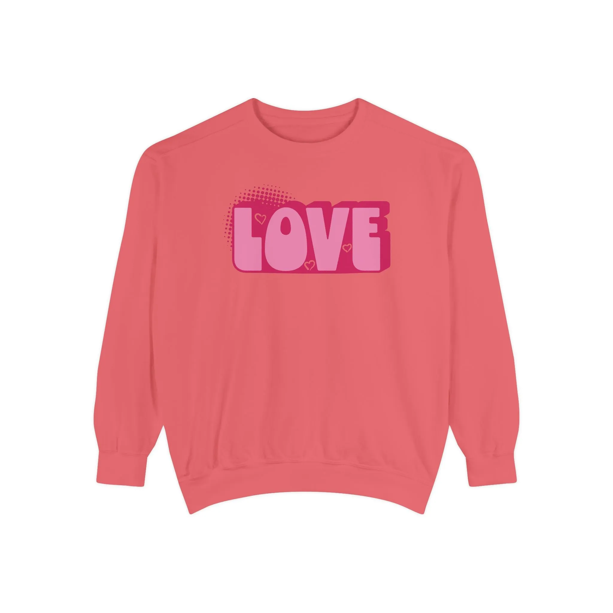 Love Hearts Unisex Sweatshirt - Valentine's Day Comfort Colors Sweater, Gift for Him Her, Cozy Jumper, Pink Red Top, Love Sweatshirt