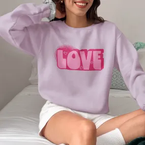 Love Hearts Unisex Sweatshirt - Valentine's Day Comfort Colors Sweater, Gift for Him Her, Cozy Jumper, Pink Red Top, Love Sweatshirt