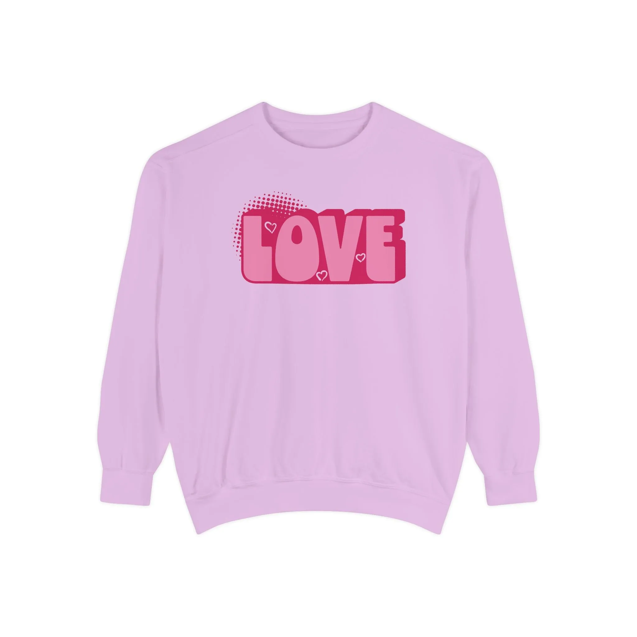 Love Hearts Unisex Sweatshirt - Valentine's Day Comfort Colors Sweater, Gift for Him Her, Cozy Jumper, Pink Red Top, Love Sweatshirt