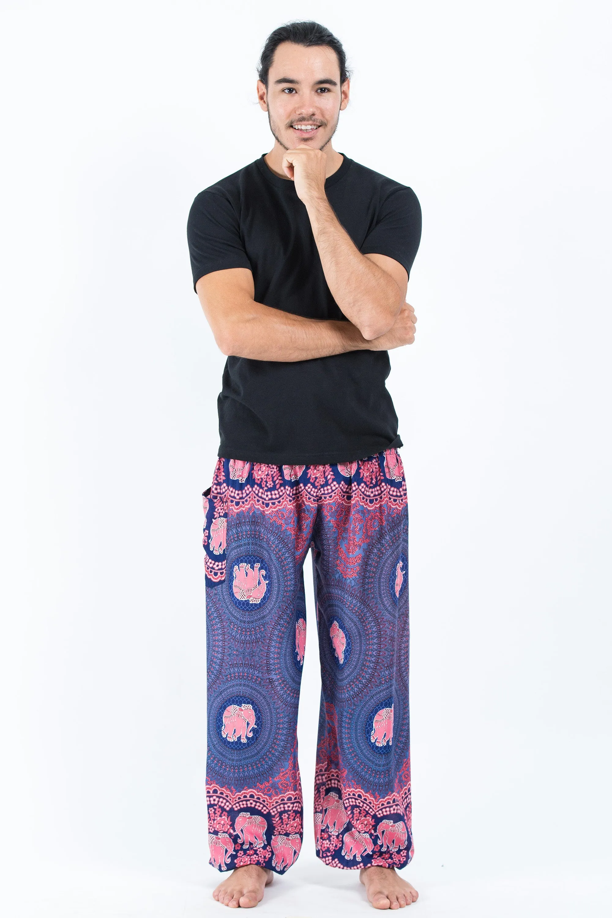 Mandala Elephant Men's Elephant Pants in Blue