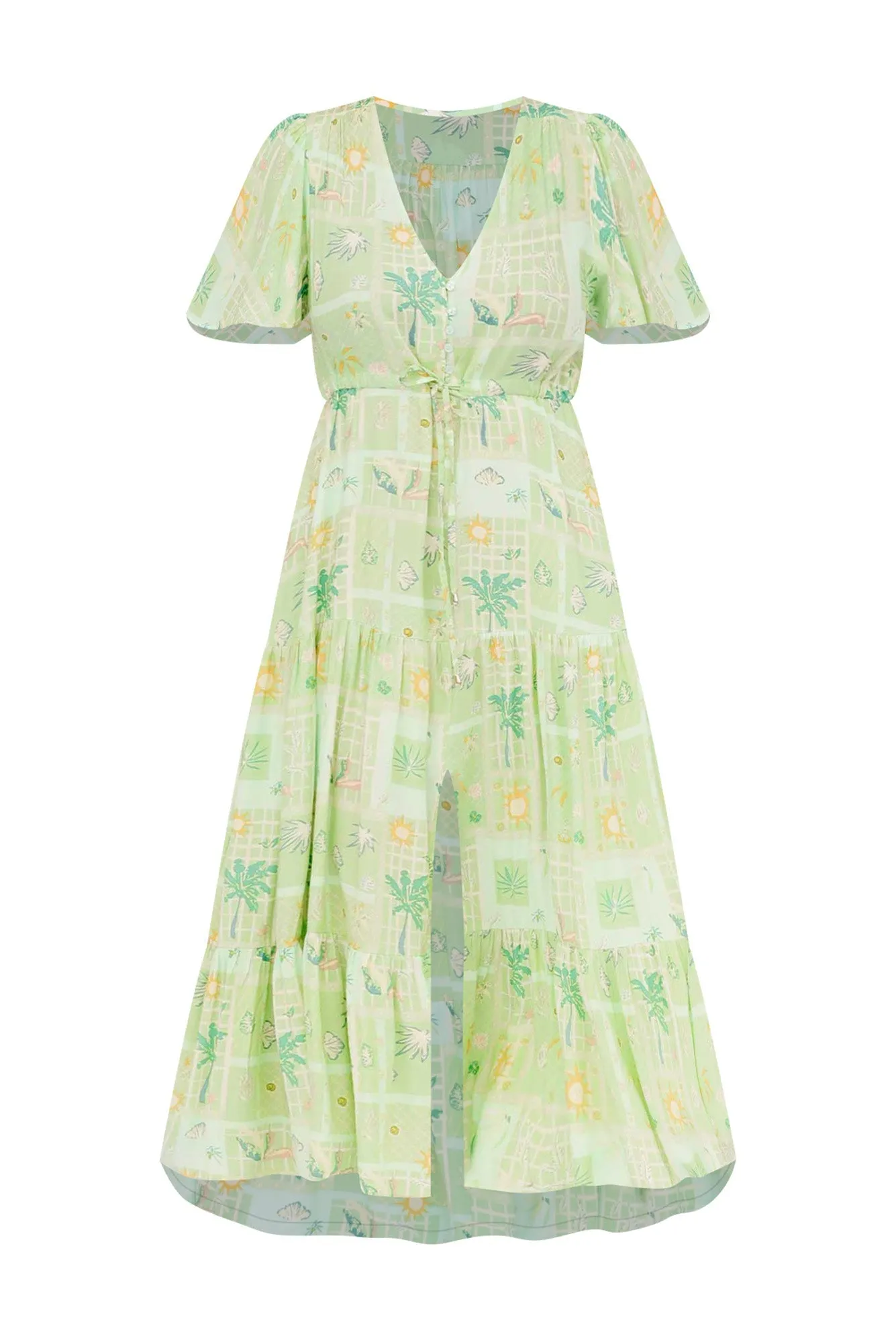 Marcelle Green Tropical Tier Dress