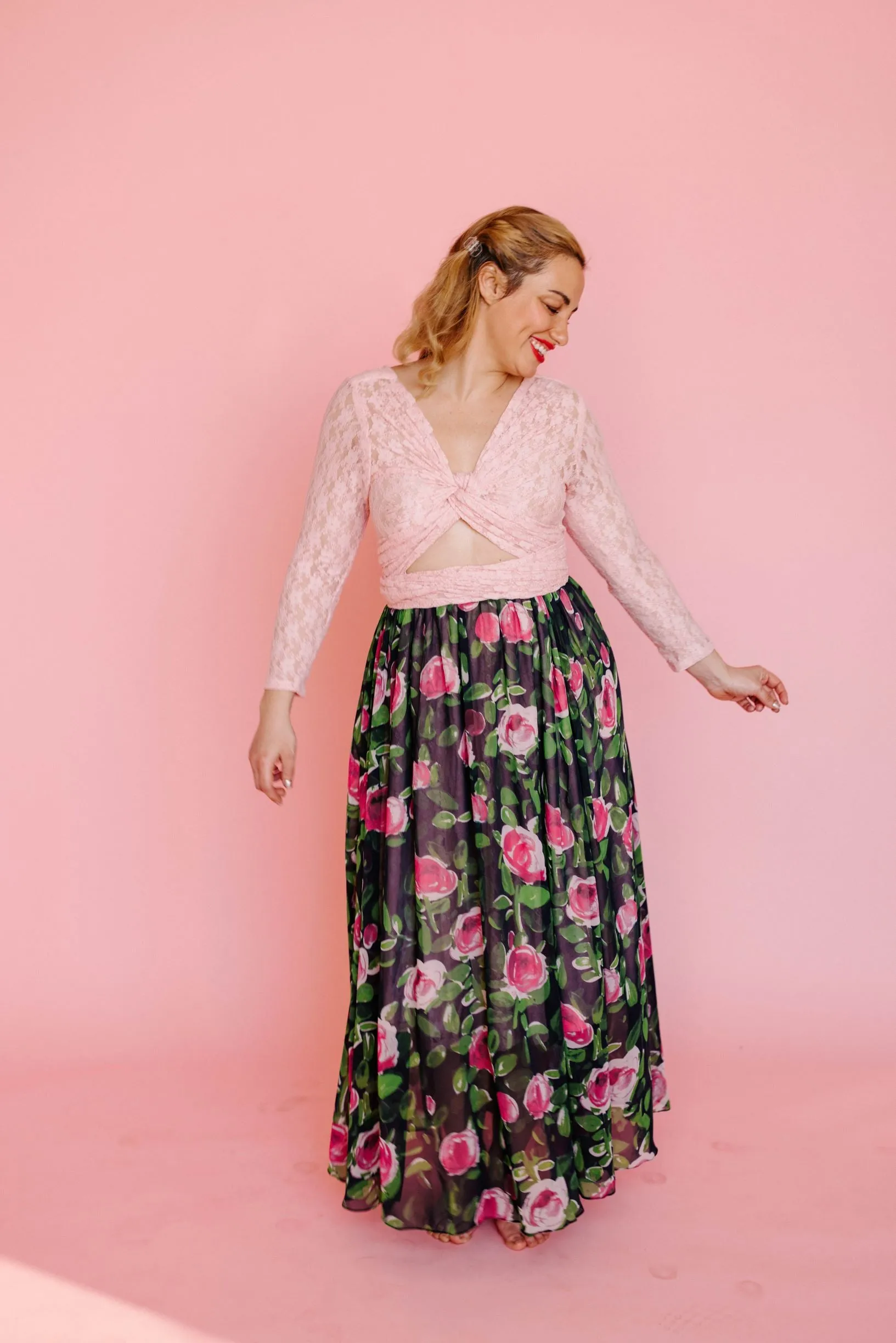 Maxi Skirt Overlay in Pink