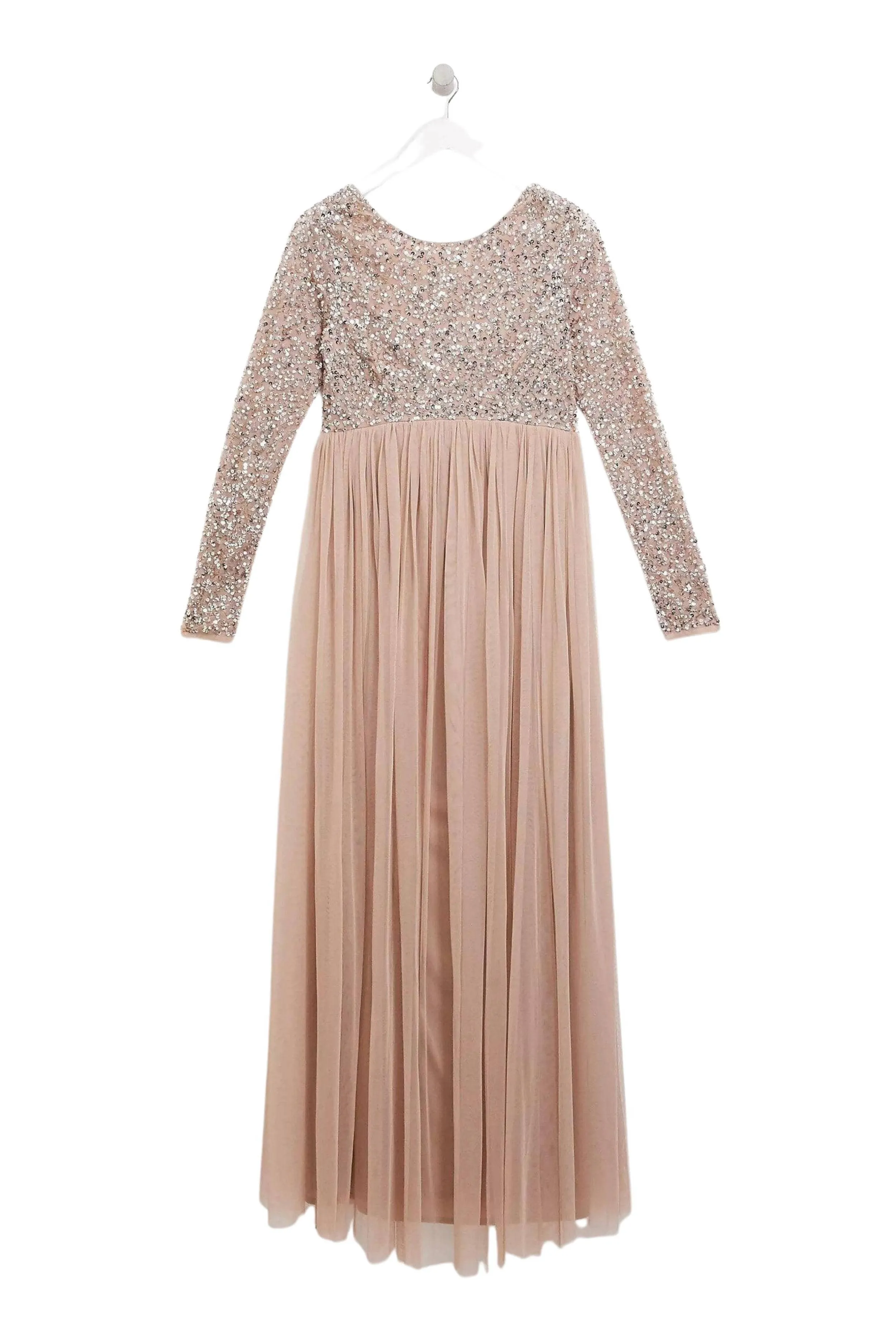 Maya Maternity Long Sleeve Tulle Maxi with Sequins