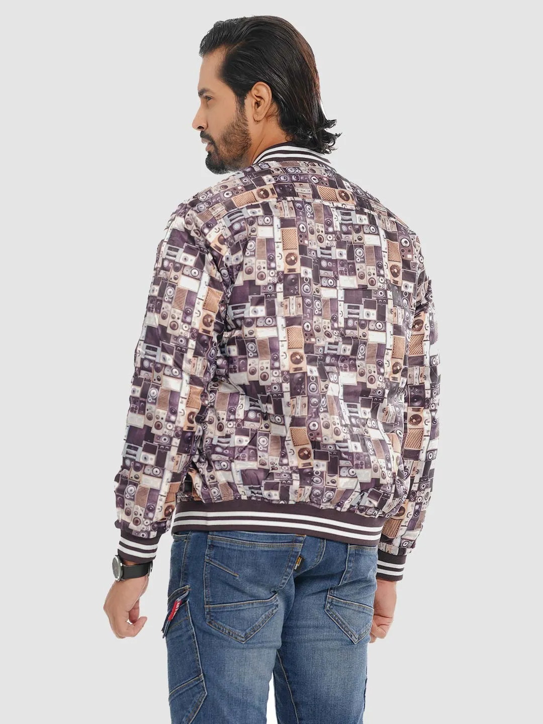 Men's Casual Bomber Jacket in Dove Gray