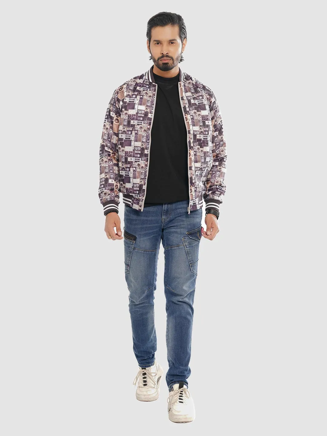 Men's Casual Bomber Jacket in Dove Gray