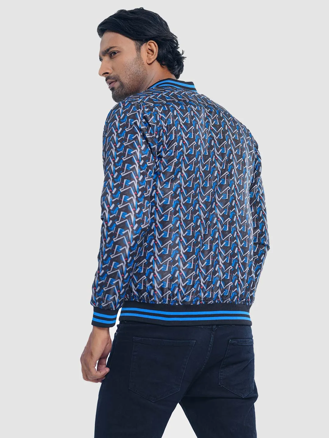 Men's Casual Bomber Jacket in Midnight Blue