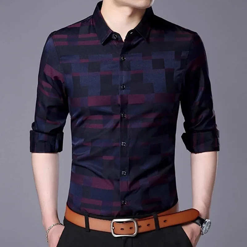 Men's Casual Business Long Sleeve Shirt Formal Office Men Tshirt