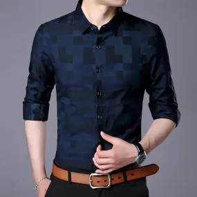 Men's Casual Business Long Sleeve Shirt Formal Office Men Tshirt