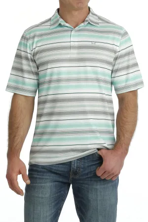 Men's Cinch White/Mint Stripe Polo Shirt