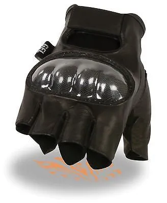 MEN'S FINGERLESS W/HARD CARBON KNUCKLES & GEL PALM VERY SOFT KNOCK OUT GLOVE