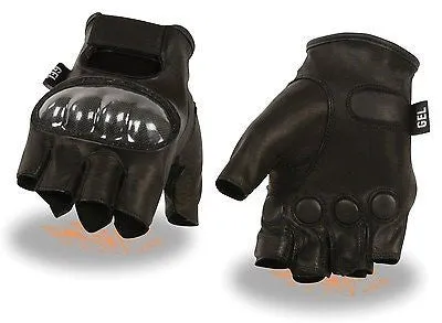 MEN'S FINGERLESS W/HARD CARBON KNUCKLES & GEL PALM VERY SOFT KNOCK OUT GLOVE