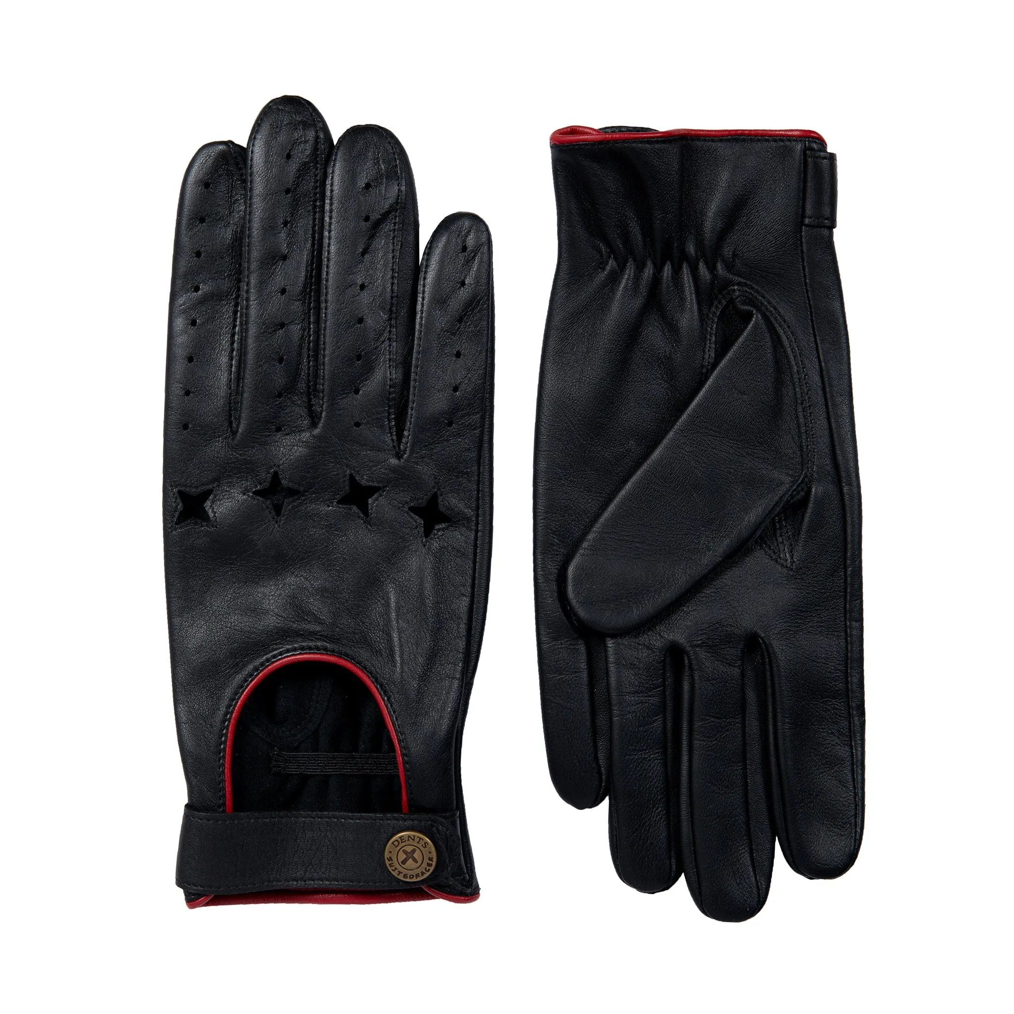 Men's The Suited Racer Touchscreen Leather Driving Gloves with Wristwatch Cut-out