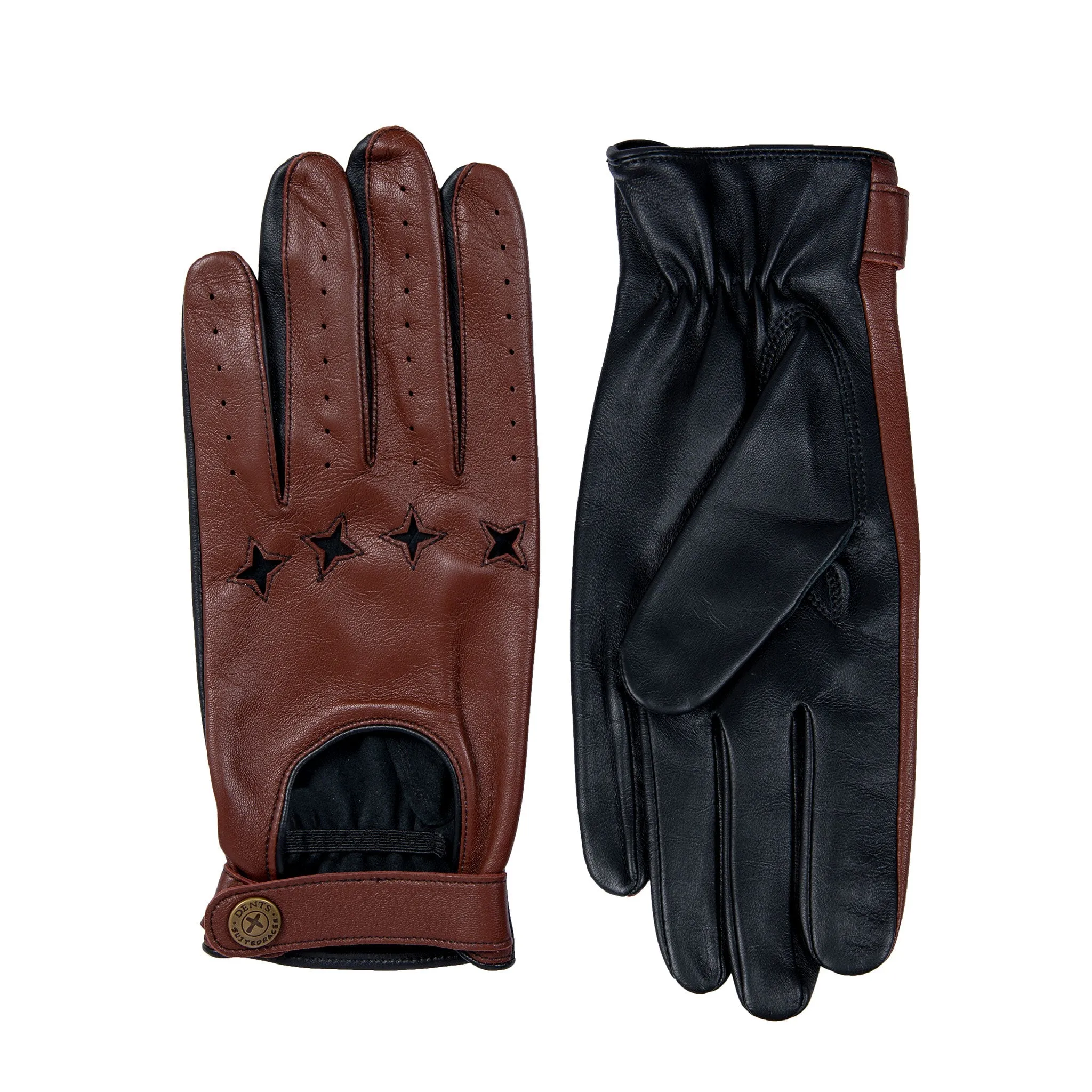 Men's The Suited Racer Touchscreen Leather Driving Gloves with Wristwatch Cut-out