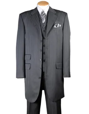 Mens Ton on Ton Stripe Fashion Zoot Suit in Grey