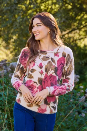 MF-554 Rose Print Fluffy Jumper