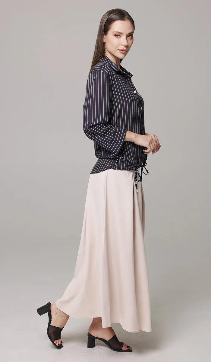 Mia Pleated Long Maxi Skirt - Blush - Final Sale