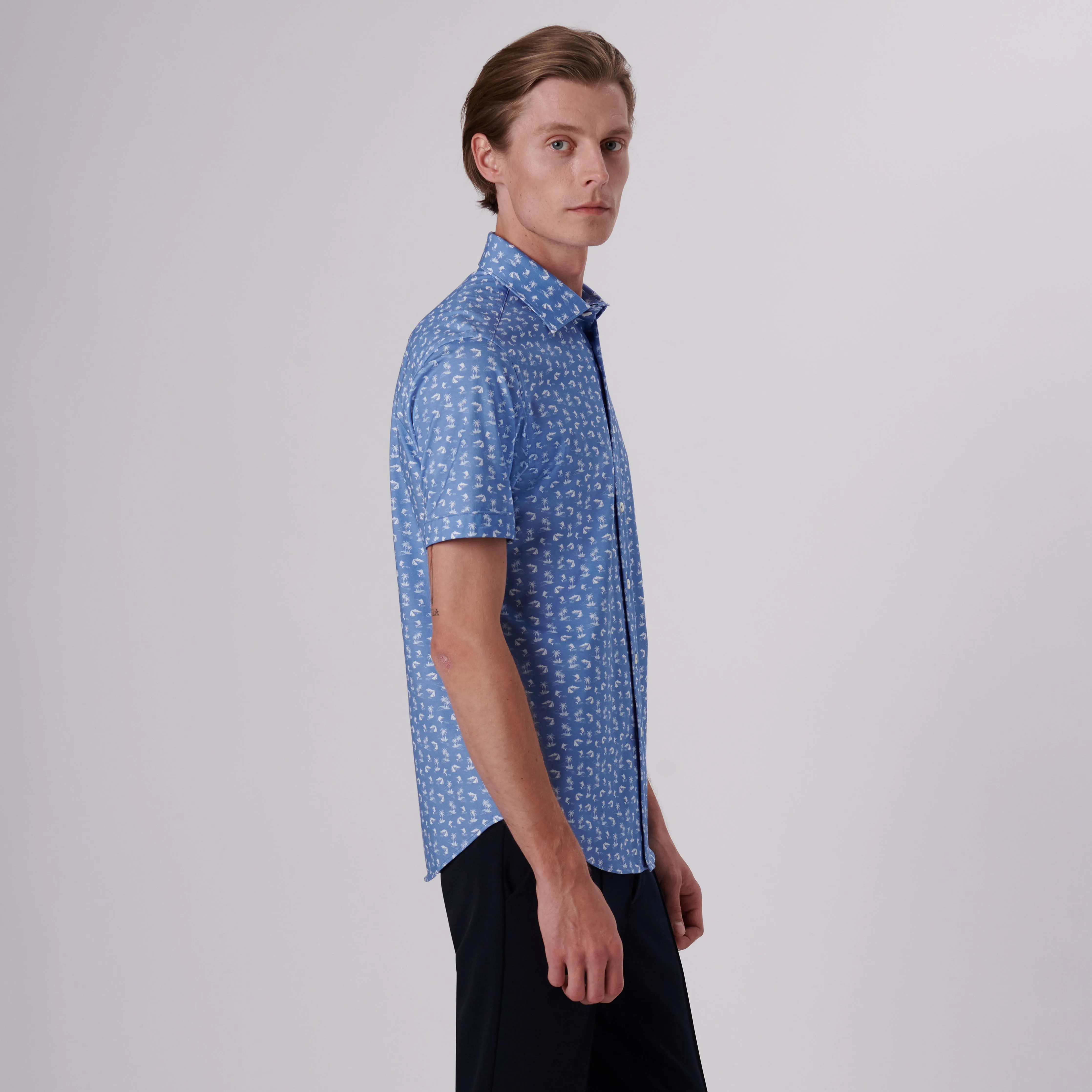 Miles Tropical Print OoohCotton Short Sleeve Shirt