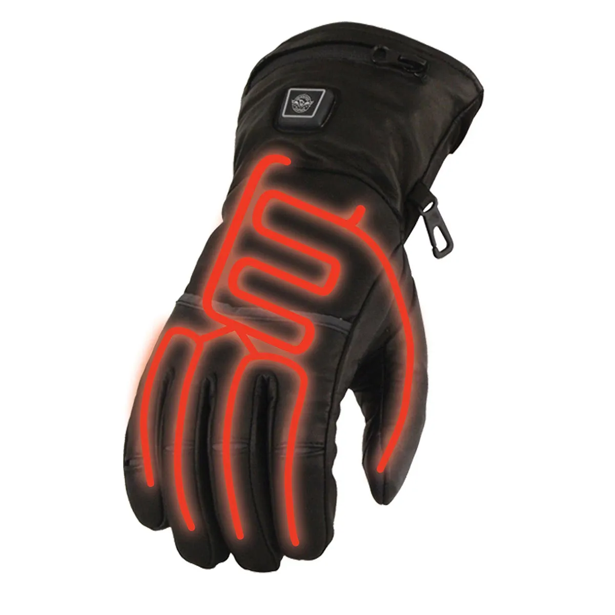 Milwaukee Leather MG7513 Men's Black ‘Heated’ Gauntlet Waterproof Winter Gloves with i-Touch