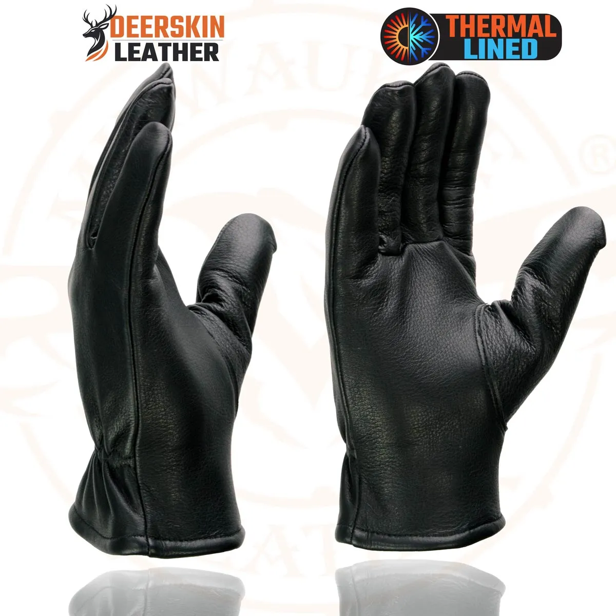 Milwaukee Leather SH858 Men's Black Thermal Lined Deerskin Motorcycle Hand Gloves W/ Sinch Wrist Closure