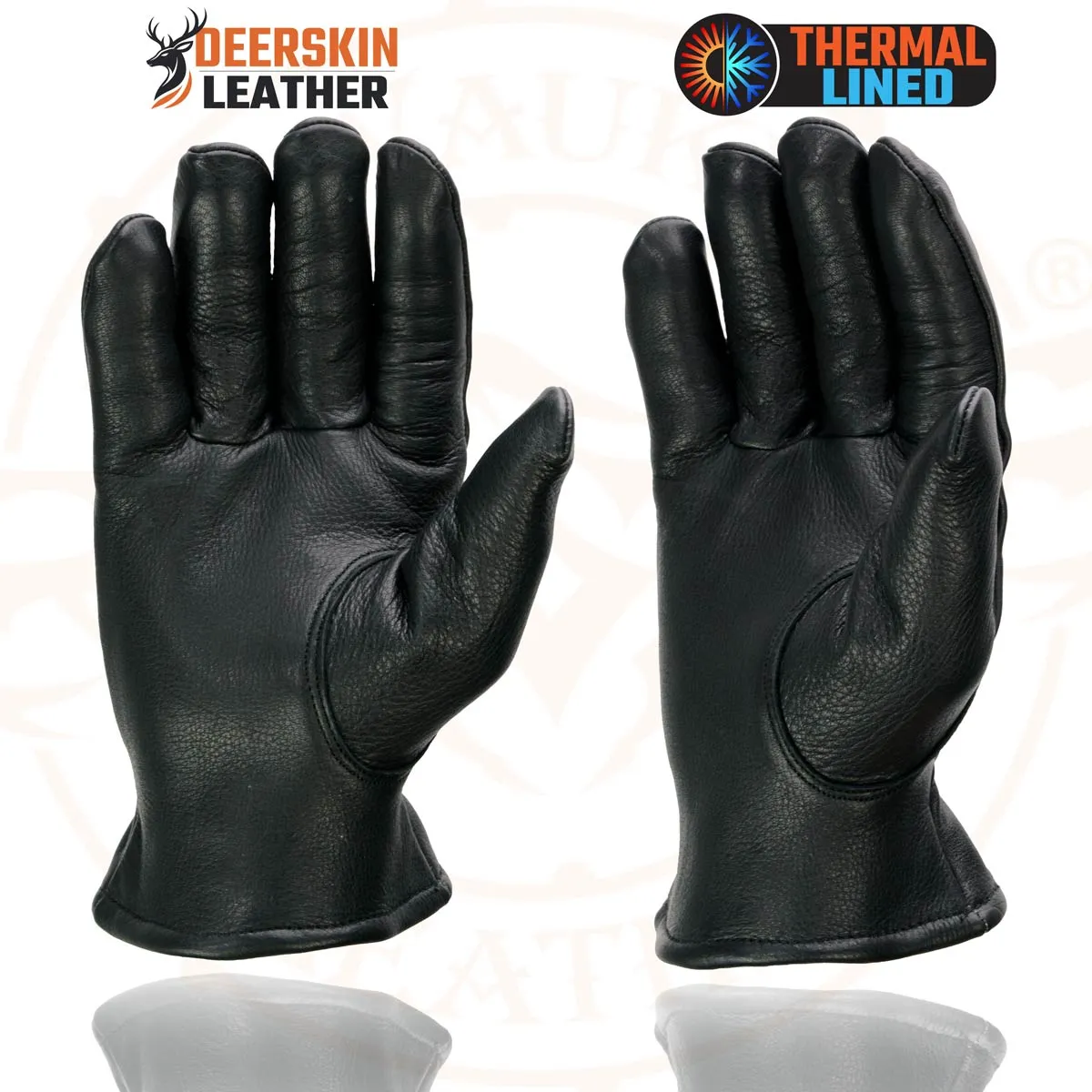 Milwaukee Leather SH858 Men's Black Thermal Lined Deerskin Motorcycle Hand Gloves W/ Sinch Wrist Closure