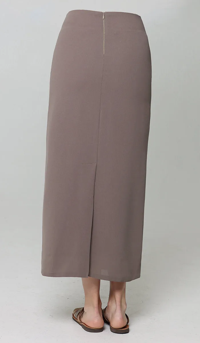 Moda Essential Long Maxi Pencil Skirt - Mocha