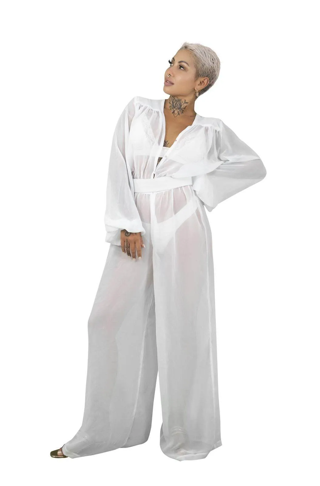 Oasis White Chiffon Jumpsuit