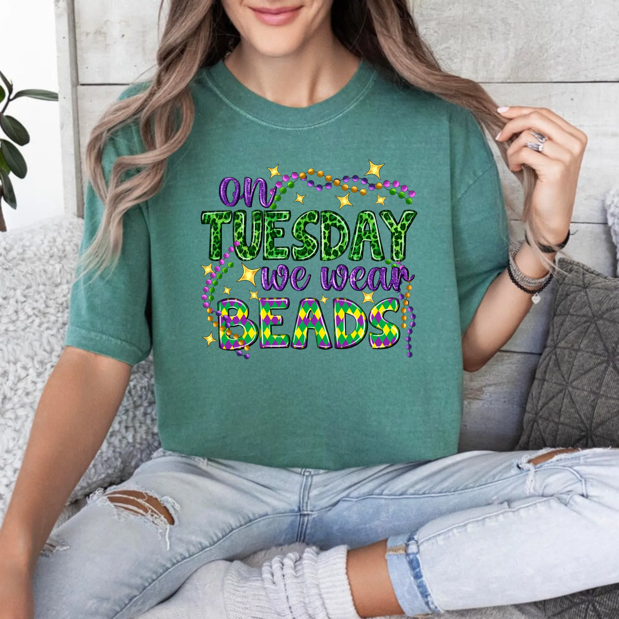 On Tuesday We Wear Beads Mardi Gras Shirt