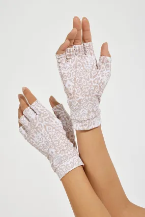 Ouray UV Fingerless Sun Gloves | Warm Taupe Coastal Ikat