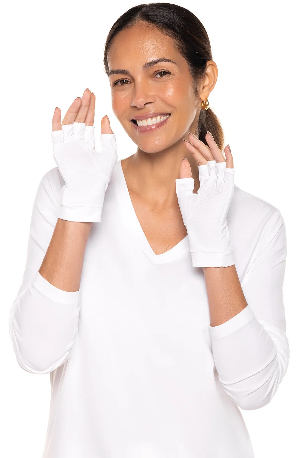 Ouray UV Fingerless Sun Gloves | White