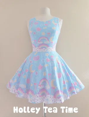 Pastel party blue skater dress [made to order]