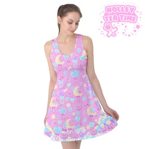 Pastel party pink sleeveless skater dress [made to order]