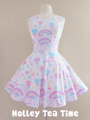 Pastel party white skater dress [made to order]