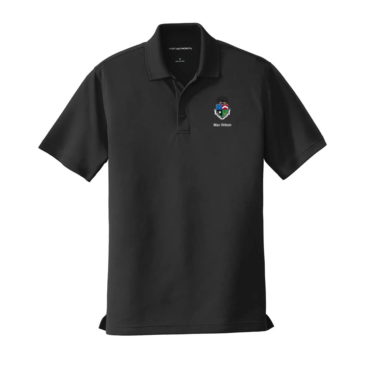 Personalized Delt Crest Black Performance Polo