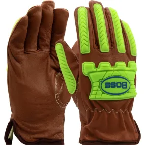 PIP Boss KS993KOAB AR Top Grain Goatskin Leather Drivers Glove, Brown, 1 Pair